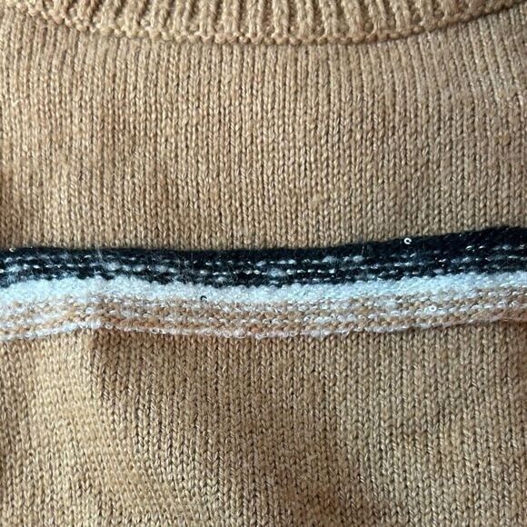 Talbots Twinkle Stripe Sweater Cafe Combo Tan Women's Large Pullover - Picture 6 of 13